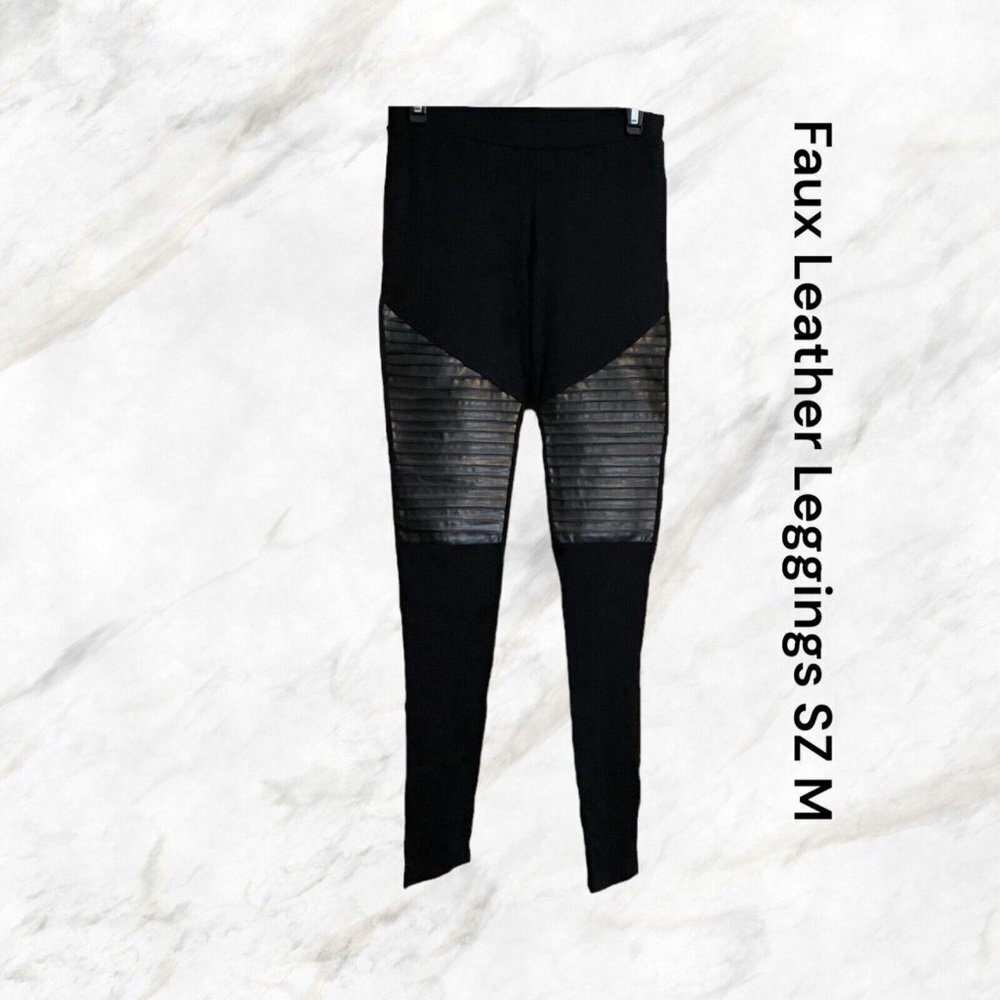 Sweaty Rocks Women’s SZ M Black Faux Leather Leggings Sexy NWT *1255WEB